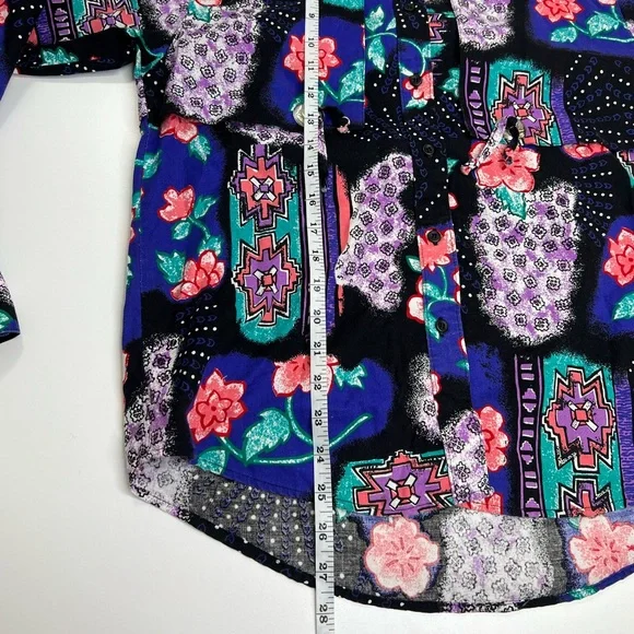 Vintage Frontier Series Western Shirt With Conch Detail Bright Colorful - Picture 6 of 8